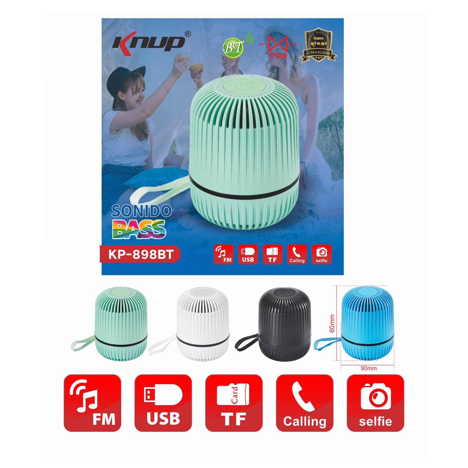 Parlante cilíndrico Knup 898BT - Imagen 3